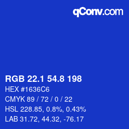 カラーコード: RGB 22.1 54.8 198 | qconv.com