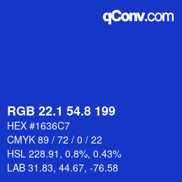 カラーコード: RGB 22.1 54.8 199 | qconv.com