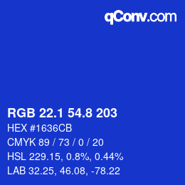カラーコード: RGB 22.1 54.8 203 | qconv.com