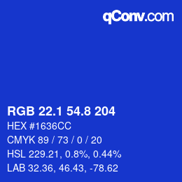 カラーコード: RGB 22.1 54.8 204 | qconv.com