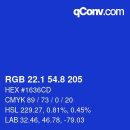 カラーコード: RGB 22.1 54.8 205 | qconv.com