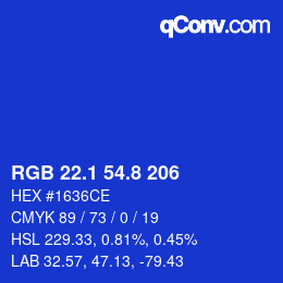 カラーコード: RGB 22.1 54.8 206 | qconv.com