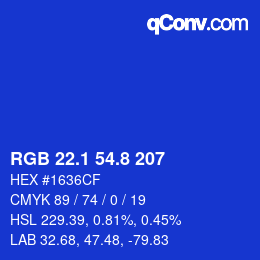 カラーコード: RGB 22.1 54.8 207 | qconv.com