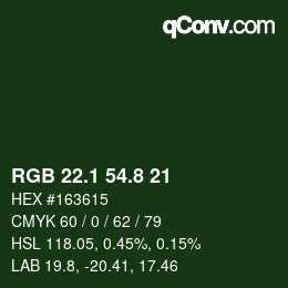 カラーコード: RGB 22.1 54.8 21 | qconv.com