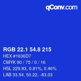 カラーコード: RGB 22.1 54.8 215 | qconv.com