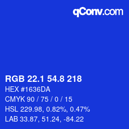 カラーコード: RGB 22.1 54.8 218 | qconv.com