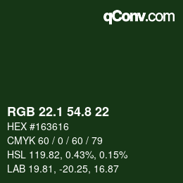 カラーコード: RGB 22.1 54.8 22 | qconv.com