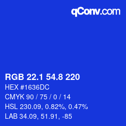 カラーコード: RGB 22.1 54.8 220 | qconv.com