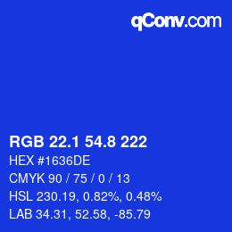 カラーコード: RGB 22.1 54.8 222 | qconv.com