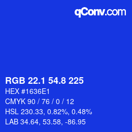 カラーコード: RGB 22.1 54.8 225 | qconv.com