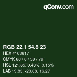 カラーコード: RGB 22.1 54.8 23 | qconv.com