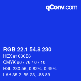 カラーコード: RGB 22.1 54.8 230 | qconv.com