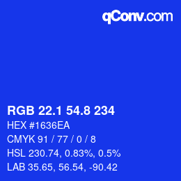 カラーコード: RGB 22.1 54.8 234 | qconv.com