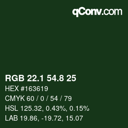 Color code: RGB 22.1 54.8 25 | qconv.com