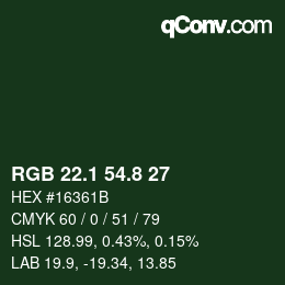 カラーコード: RGB 22.1 54.8 27 | qconv.com