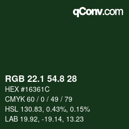 カラーコード: RGB 22.1 54.8 28 | qconv.com