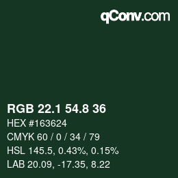 Color code: RGB 22.1 54.8 36 | qconv.com