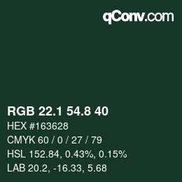 カラーコード: RGB 22.1 54.8 40 | qconv.com
