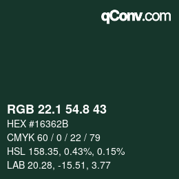 Color code: RGB 22.1 54.8 43 | qconv.com