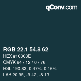 カラーコード: RGB 22.1 54.8 62 | qconv.com