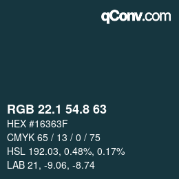 Color code: RGB 22.1 54.8 63 | qconv.com