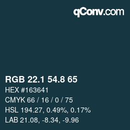 Code couleur: RGB 22.1 54.8 65 | qconv.com