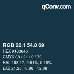 Color code: RGB 22.1 54.8 69 | qconv.com
