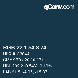 Color code: RGB 22.1 54.8 74 | qconv.com