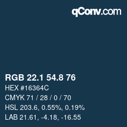 Color code: RGB 22.1 54.8 76 | qconv.com