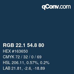 Color code: RGB 22.1 54.8 80 | qconv.com