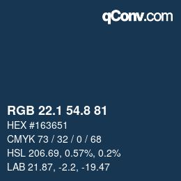 Código de color: RGB 22.1 54.8 81 | qconv.com
