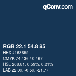 Color code: RGB 22.1 54.8 85 | qconv.com