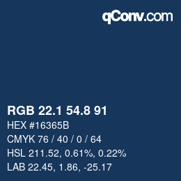 Color code: RGB 22.1 54.8 91 | qconv.com