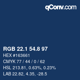 Color code: RGB 22.1 54.8 97 | qconv.com