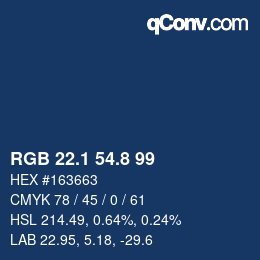 Color code: RGB 22.1 54.8 99 | qconv.com