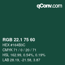 カラーコード: RGB 22.1 75 60 | qconv.com