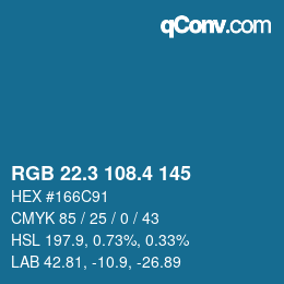 カラーコード: RGB 22.3 108.4 145 | qconv.com