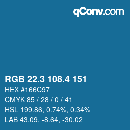 カラーコード: RGB 22.3 108.4 151 | qconv.com