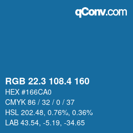カラーコード: RGB 22.3 108.4 160 | qconv.com