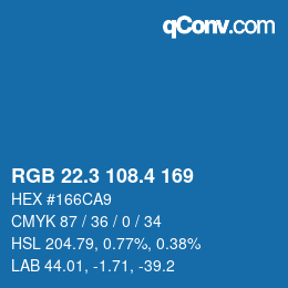 カラーコード: RGB 22.3 108.4 169 | qconv.com