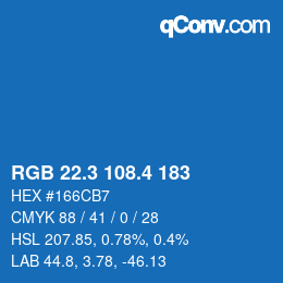 カラーコード: RGB 22.3 108.4 183 | qconv.com