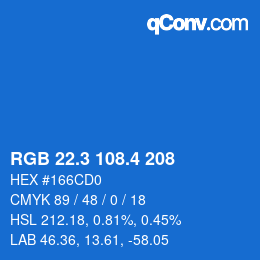 カラーコード: RGB 22.3 108.4 208 | qconv.com