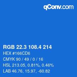 カラーコード: RGB 22.3 108.4 214 | qconv.com