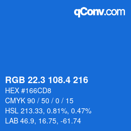 カラーコード: RGB 22.3 108.4 216 | qconv.com