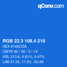 カラーコード: RGB 22.3 108.4 218 | qconv.com