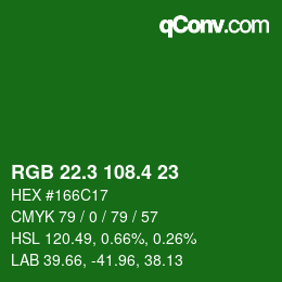 カラーコード: RGB 22.3 108.4 23 | qconv.com