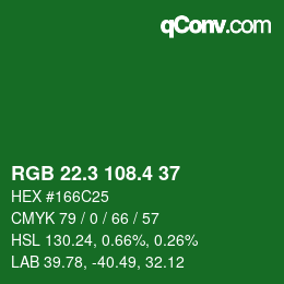 カラーコード: RGB 22.3 108.4 37 | qconv.com