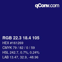 カラーコード: RGB 22.3 18.4 105 | qconv.com