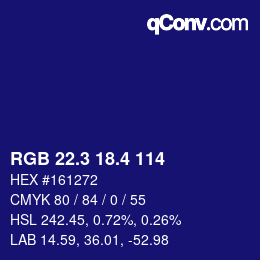 カラーコード: RGB 22.3 18.4 114 | qconv.com