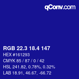 カラーコード: RGB 22.3 18.4 147 | qconv.com